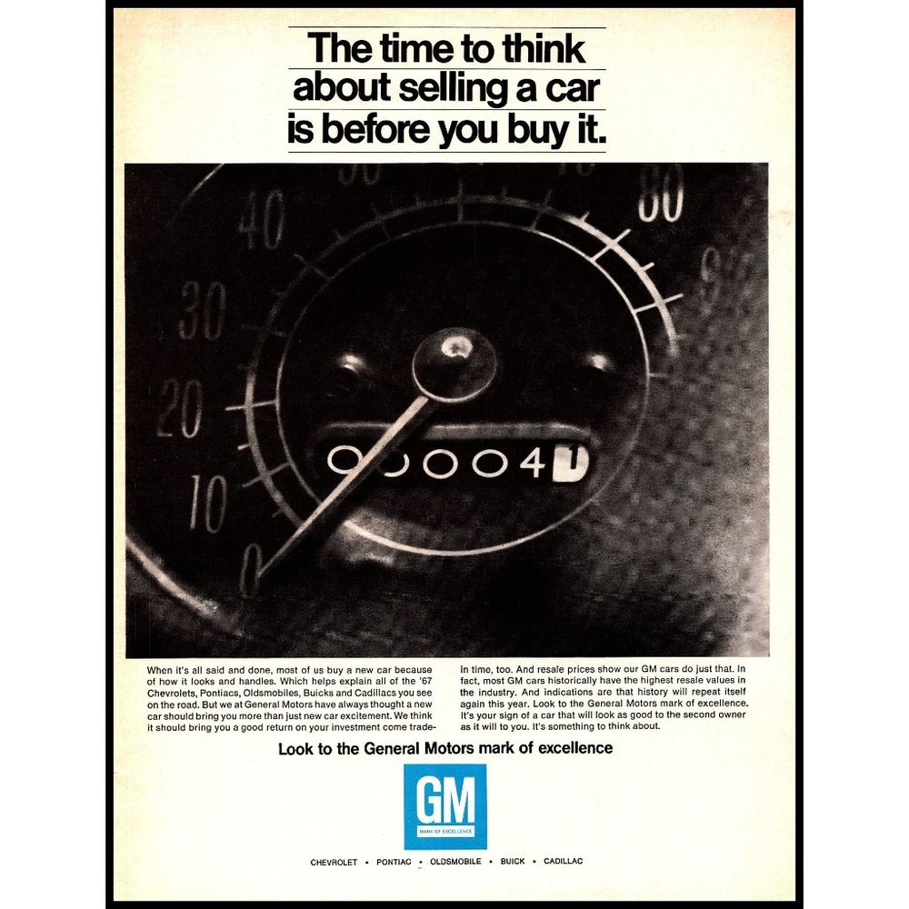 1967 GM General Motors Car Odometer Gauge Vintage Print Ad Classic Car Wall Art